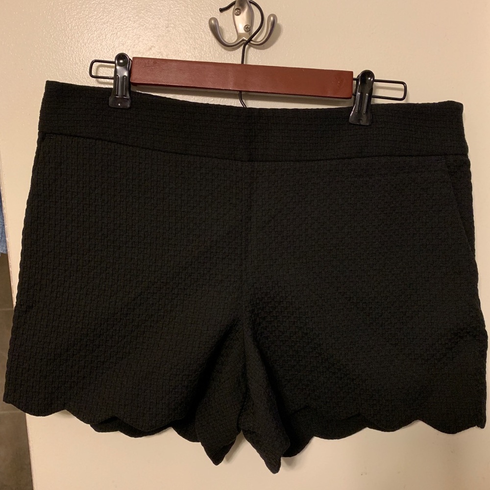 Black Scalloped Shorts